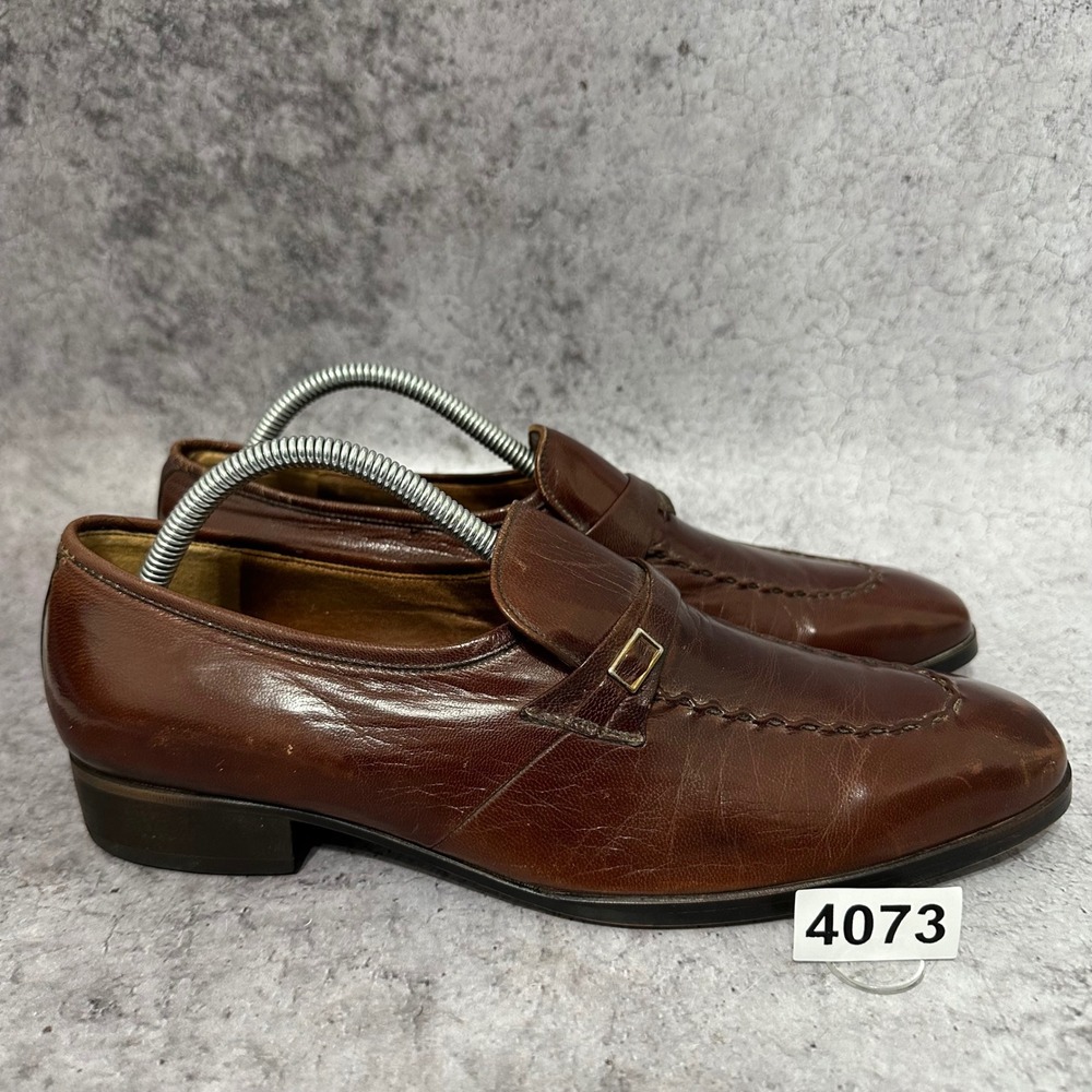 Dino Frascati Penny Loafers Men's 10 Brown Leather Toe Buckle Spain SlipOn